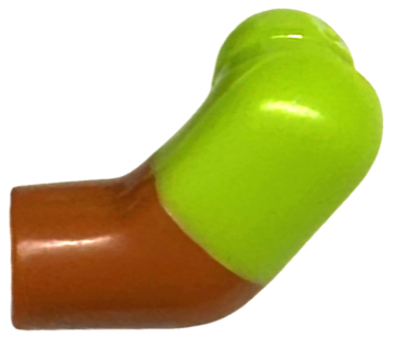 Lego Arm, Left with Molded Lime Short Sleeve  Pattern / Dark Orange