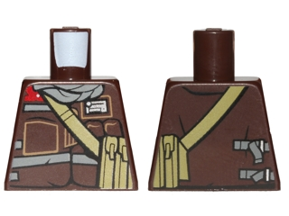 Lego Torso SW Jacket with Dark Bluish Gray Scarf and Dark Tan Pocket Device Pattern (Rebel Trooper) / Dark Brown