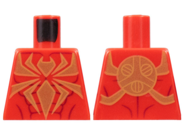 Lego Torso Spider-Man Muscles Outline with Gold Spider Pattern (Iron Spider) / Red