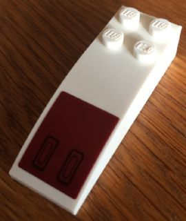 Lego Slope, Curved 6 x 2 with Two Vents on Dark Red Background Pattern (Sticker) - Set 7679 / White