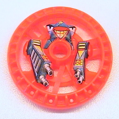 Lego Technic Disc 5 x 5 Notched, Stunner Print / Trans-Neon Orange