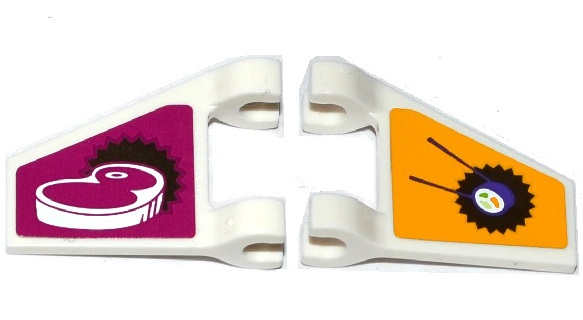 Lego Flag 2 x 2 Trapezoid with Flat Edge with Steak on Magenta Background / Sushi on Bright Light Orange Background Pattern (Stickers) - Set 41118