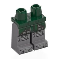 Lego Hips and Flat Silver Legs with Dark Green Coat End, Knee Armor Print / Dark Green