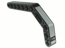 Lego Technic, Liftarm, Modified Bent Thick 1 x 11.5 Double with Silver Stripe and V-8 Pattern (Sticker) - Set 8466