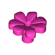 Lego Plant, Flower, Minifig Accessory with 7 Thick Petals and Pin / Dark Pink