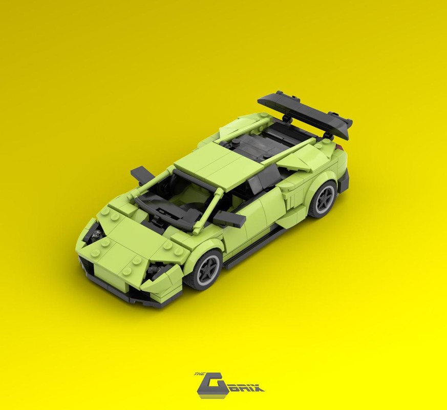 Lego Lamborghini Murcielago SV 8stud wide - Lime