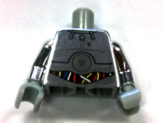 Lego Torso SW TC-14 with Blue, Red and White Wires Pattern / Chrome Silver Arms / Light Bluish Gray Hands