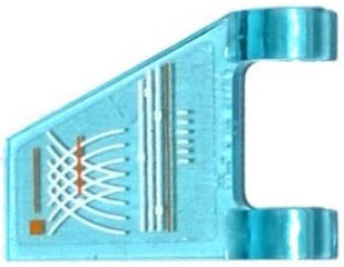 Lego Flag 2 x 2 Trapezoid with Flat Edge with White and Orange Lines, Curves, and Dots Pattern Model Left Side (Sticker) - Set 76038 / Trans-Light Blue
