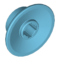 Lego Train Wheel Small, hole notched for wheels holder pin / Medium Azure