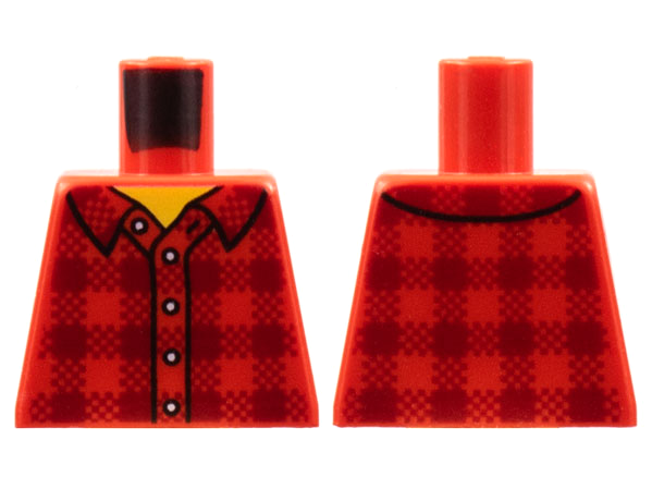 Lego Torso Plaid Flannel Shirt with Collar and 5 Buttons Pattern / Red