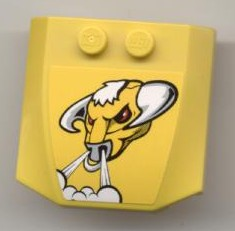 Lego Wedge 4 x 4 x 2/3 Triple Curved with Bull Pattern (Sticker) - Set 7968