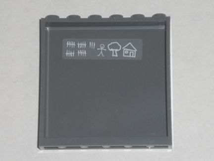 Lego Panel 1 x 6 x 5 with Stick Figure, House, Tree, and Tally Marks on Inside Pattern (Sticker) - Set 7744