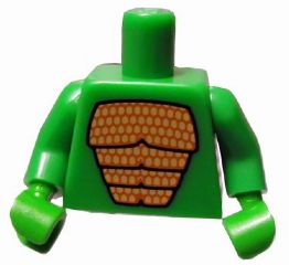Lego Torso Scales Pattern (Lizard Costume) / Bright Green Arms / Bright Green Hands