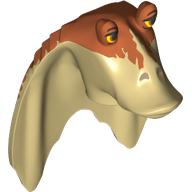 Lego Minifig Head Special, Gungan with Dark Orange Top, Orange Eyes Print / Tan