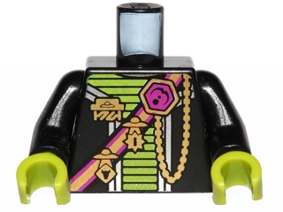 Lego Torso Alien Conquest Alien Shoulder Strap Pattern / Black Arms / Lime Hands