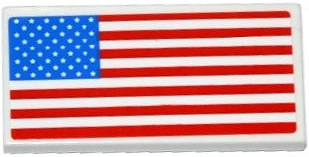 Lego Tile 2 x 4 with United States of America (USA) Flag Large Pattern (Sticker) - Set 75912 / White