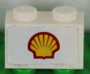 Lego Brick 1 x 2 with Medium Shell Logo Pattern (Sticker) - Set 1256