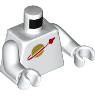Lego Torso Classic Space Logo (2019) Print, White Arms and Hands / White