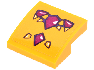 Lego Slope, Curved 2 x 2 x 2/3 with Magenta Geometric Dragon Scales Pattern (Sticker) - Set 41175 / Bright Light Orange