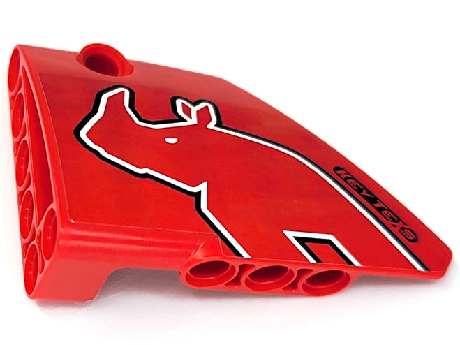Lego Technic, Panel Fairing #13 Large Short Smooth, Side A with Rhino Head Outline, 'KEY TEXS' on Black Background Pattern (Sticker) - Sets 8041 / 42041