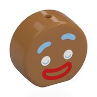Lego Head Special, Round with Gingerbread Man, Bright Light Blue Eyebrows, White Eyes, Red Mouth print