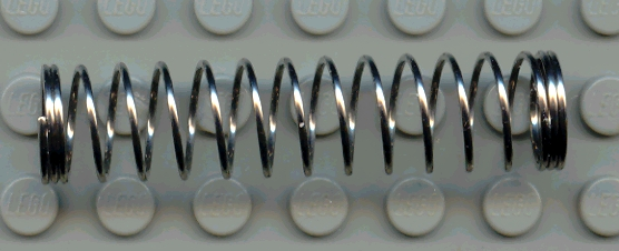 Lego Technic, Shock Absorber 9.5L, Spring (Soft) / Chrome Silver