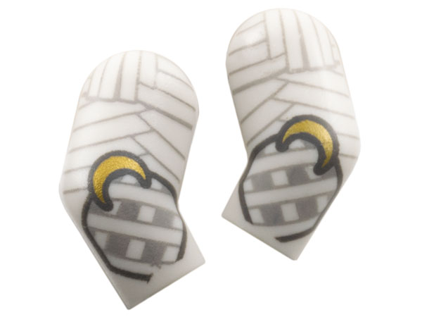 Lego Arm, (Matching Left and Right) Pair with Layered Wrappings and Gold Crescent Moons Pattern / White