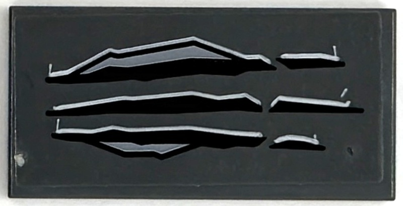 Lego Tile 2 x 4 with Black and Light Bluish Gray Scratches Pattern (Sticker) - Set 76294 / Dark Bluish Gray