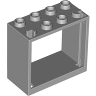 Lego Window 2 x 4 x 3 Frame with Hollow Studs / Light Bluish Gray