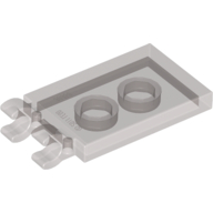 Lego Tile Special 2 x 3 with 2 Clips [Thick Open O Clips] / Trans-Brown