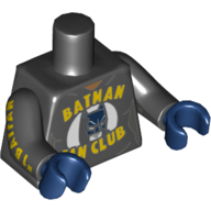 Lego Torso Hoodie with "Batman Fan Club" and Batman Face Print, Black Arms with "#1 Batfan" Print, Dark Blue Hands / Black