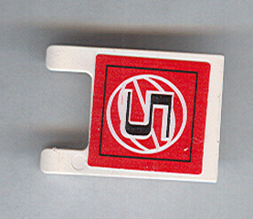 Lego Flag 2 x 2 Square with Flat Edge with Black Number 5 and White Wire Frame Basketball on Red Background Pattern (Sticker) - Sets 3432 / 3433 / White