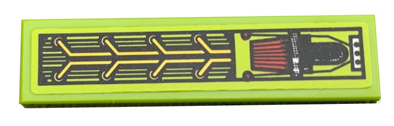 Lego Tile 1 x 4 with Engine on Lime Background Pattern (Sticker) - Set 42072 / Lime