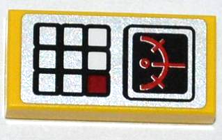 Lego Tile 1 x 2 with Keypad and Gauge Pattern (Sticker) - Set 5884
