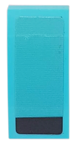 Lego Slope, Curved 2 x 1 x 2/3 with Black Stripe on Medium Azure Background Pattern Model Left Side (Sticker) - Set 76898 / Medium Azure