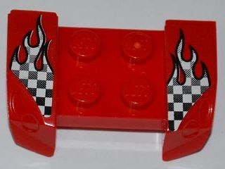 Lego Vehicle, Mudguard 2 x 4 with Headlights Overhang with Checkered Flames Pattern on Both Sides (Stickers) - Set 8198