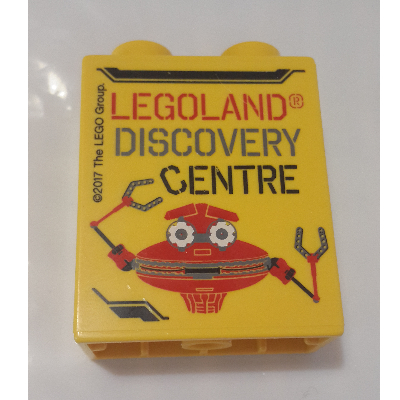 Lego Duplo Brick 1 x 2 x 2 with 'LEGOLAND DISCOVERY CENTRE' and Robot Print 2017 / Yellow