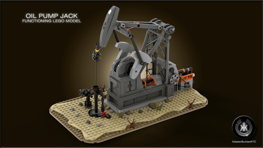 Lego Functioning Oil Pump Jack (Oil Derrick)