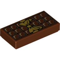 Lego Tile 1 x 2 with Chocolate Bar Print
