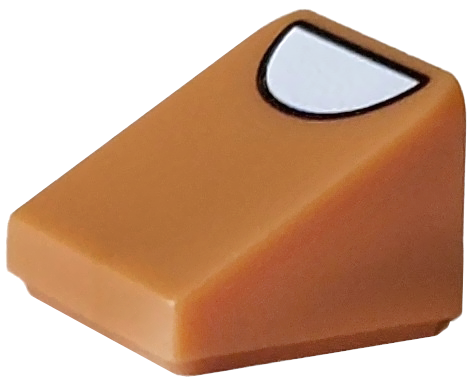 Lego Slope 30 1 x 1 x 2/3 with White Half Circle, Black Outline Pattern (Pokémon Cubone Toe / Nail) / Medium Nougat