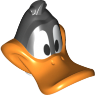 Lego Minifig Head Special with Orange Beak print (Daffy Duck) / Black