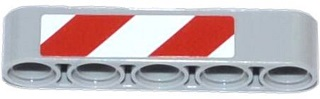 Lego Technic, Liftarm Thick 1 x 5 with Red and White Danger Stripes Pattern on End Model Right Side (Sticker) - Set 42023