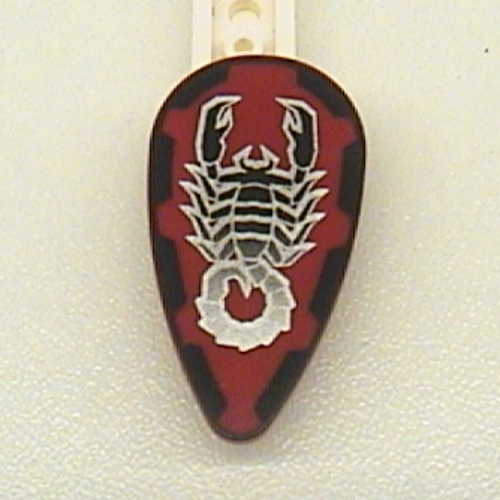 Lego Shield Ovoid with Red, Black, and Silver Scorpion Print / Dark Red