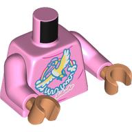 Lego Torso, Whit/Light Yellow Flying Birds, Rainbow, Writing print, Bright Pink Arms, Nougat Hands / Bright Pink