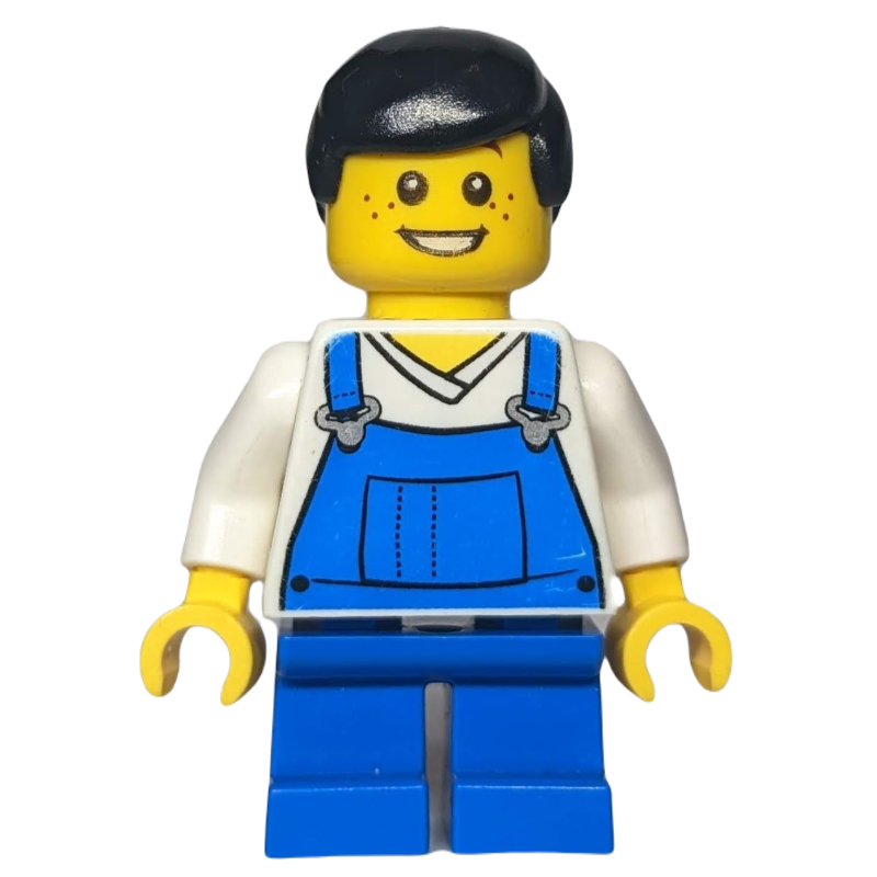 Lego Boy, Blue Overalls, Short Blue Legs