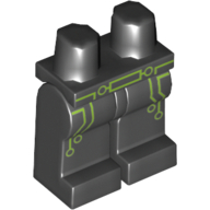 Lego Hips and Black Legs with Lime Green Circuits Trim and Belt Print (Terabyte) / Black