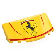 Lego Windscreen, Curved 6 x 2 x 2 with Ferrari Logo, Red Stripes Print