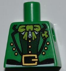Lego Torso Suit Jacket with Dark Green Vest, Lime Bow Tie and Gold Belt Buckle Pattern / Green