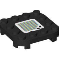 Lego Plate Round Corners 4 x 4 x 2/3 Circle with Reduced Knobs and Two Arrows and Barcode Print (Sticker)