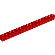 Lego Technic Brick 1 x 16 [15 Pin Holes] / Red
